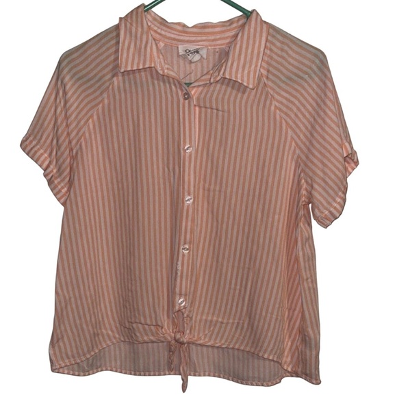 🌹Olive & Oak Striped Peach Button-Up Blouse - Picture 1 of 5